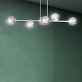 Herlev elegant white design hanging lamp with 6 transparent glass balls E14