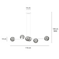 Lampe à suspension design blanche élégante Herlev avec 6 boules de verre transparent E14