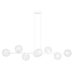 Emibig Herlev elegante witte design hanglamp met 8 transparante glazen bollen E14