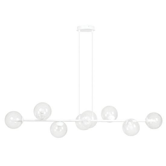 Herlev elegante witte design hanglamp met 8 transparante glazen bollen E14
