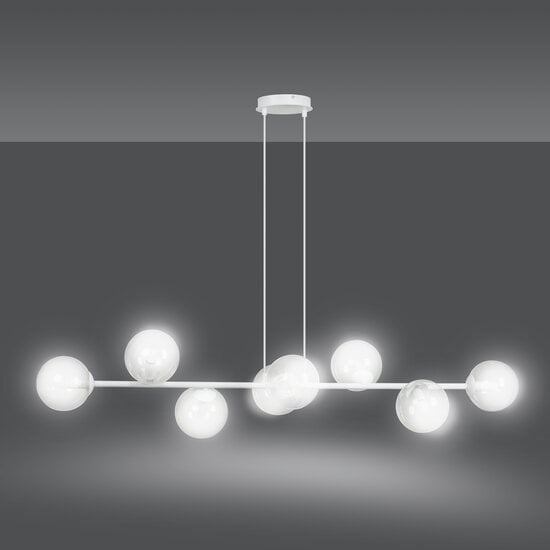Emibig Emibig Herlev lampe suspendue design blanche élégante avec 8 ampoules en verre transparent E14 - Créez une ambiance élégante dans votre intérieur