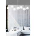 Herlev elegante witte design hanglamp met 8 transparante glazen bollen E14