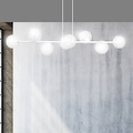 Herlev elegante witte design hanglamp met 8 transparante glazen bollen E14