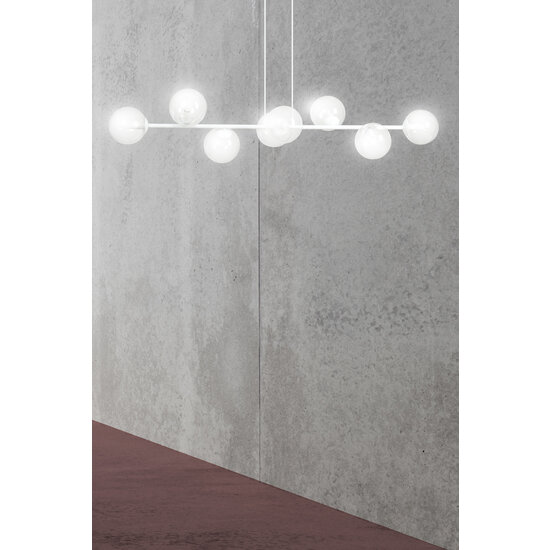 Emibig Emibig Herlev lampe suspendue design blanche élégante avec 8 ampoules en verre transparent E14 - Créez une ambiance élégante dans votre intérieur