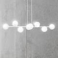 Herlev elegante witte design hanglamp met 8 transparante glazen bollen E14