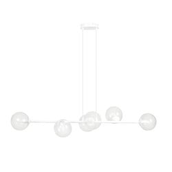 Emibig Herlev white 6 lamps E14 medium hanging lamp with 6 glass balls