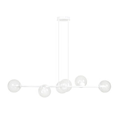 Emibig Herlev witte 6 lampen E14 medium hanglamp met 6 glazen bollen