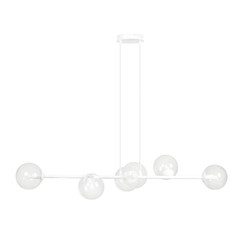 Suspension moyenne Herlev blanche 6 lampes E14 avec 6 boules de verre
