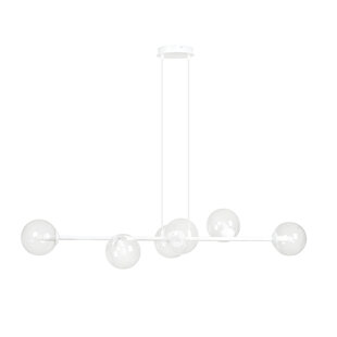 Suspension moyenne Herlev blanche 6 lampes E14 avec 6 boules de verre