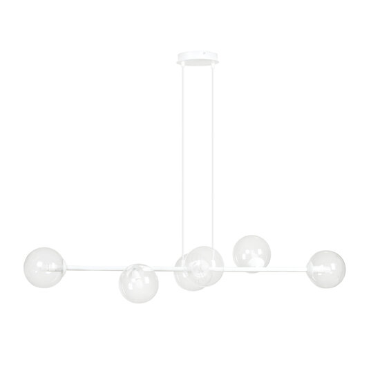 Emibig Emibig Lampe suspendue Herlev blanche 6 lampes E14 avec 6 boules en verre - Idéale pour un éclairage élégant dans votre intérieur