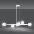 Suspension moyenne Herlev blanche 6 lampes E14 avec 6 boules de verre