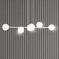 Suspension moyenne Herlev blanche 6 lampes E14 avec 6 boules de verre