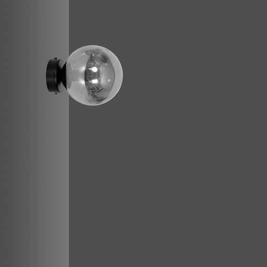 Stevns zwarte wandlamp bol in gefumeerd glas 1x E14