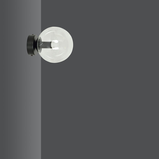 Stevns ball wall lamp black in transparent glass 1x E14