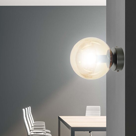 Emibig Emibig Lámpara de pared Stevns con bombilla negra en vidrio ámbar 1x E14 - Iluminación ambiental perfecta para cualquier espacio