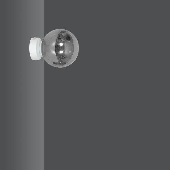 Stevns aplique blanco bola de cristal fumé 1x E14