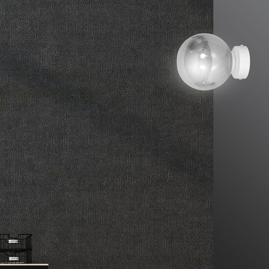 Applique boule blanche Stevns en verre fumé 1x E14