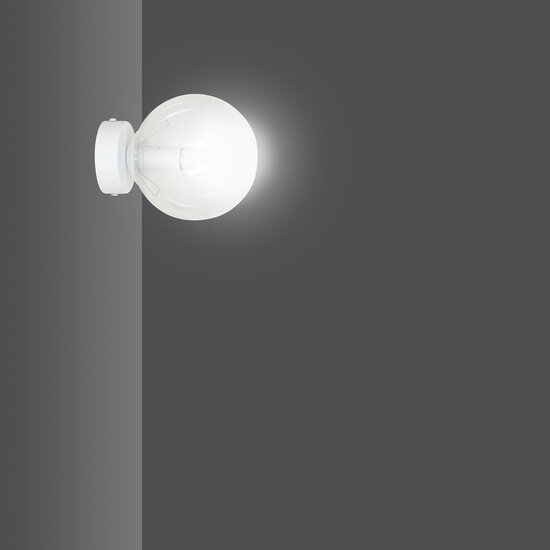 Stevns ball aplique blanco de cristal transparente 1x E14