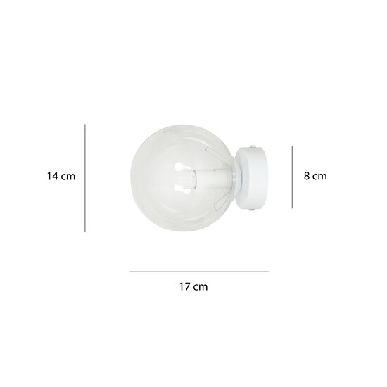 Emibig Emibig Stevns bol witte wandlamp in doorzichtig glas 1x E14 - Perfect voor moderne interieurs