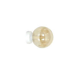 Stevns white wall lamp with sphere amber glass 1x E14