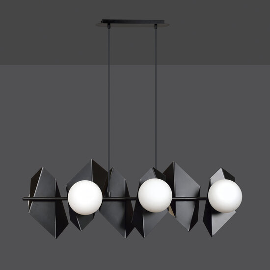 Assens hanging lamp black with 6 frosted glass bulbs 6x E14