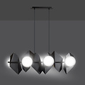 Assens hanging lamp black with 6 frosted glass bulbs 6x E14
