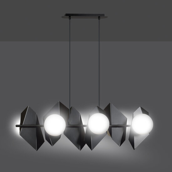 Assens hanging lamp black with 6 frosted glass bulbs 6x E14