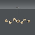 Lejre elegante Hängelampe im schwarzen Design mit 8 bernsteinfarbenen Glasbirnen E14