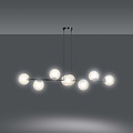 Lejre elegante lámpara colgante de diseño negro con 8 bombillas de cristal ámbar E14