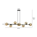 Lejre elegant black design hanging lamp with 8 amber glass bulbs E14