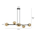 Emibig Emibig Lejre elegante zwarte 6 lampen E14 medium hanglamp met 6 amberkleurige bollen - Perfecte verlichting voor jouw woonkamer