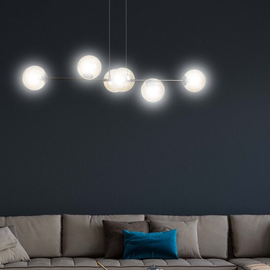 Emibig Emibig Lejre elegante lámpara colgante negra de 6 luces E14 con 6 bombillas color ámbar - Iluminación perfecta para tu salón