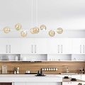 Lampe suspendue design slim blanche Lejre avec 8 ampoules en verre ambré E14