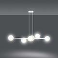 Lejre mooie witte 6 lampen E14 medium hanglamp met 6 amberkleurige bollen