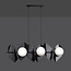 Lampe à suspension Assens noire avec 6 ampoules en verre dépoli 6x E14