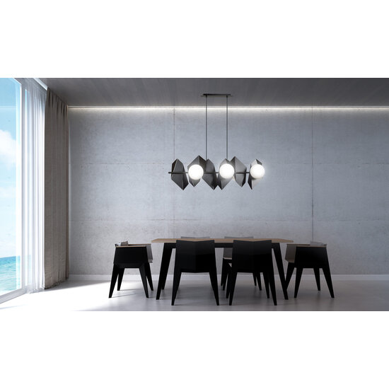 Emibig Emibig Lámpara colgante Assens negra con 6 bombillas de vidrio esmerilado 6x E14 - Iluminación elegante para interiores modernos