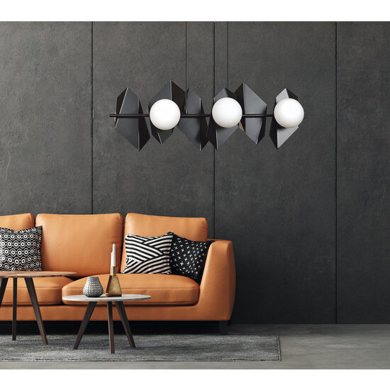 Assens hanglamp zwart met 6 melkglas bollen 6x E14