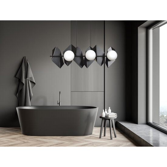 Assens hanglamp zwart met 6 melkglas bollen 6x E14