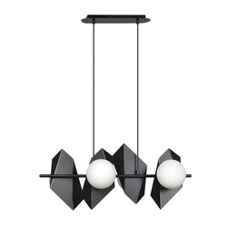 Assens black wide pendant lamp with 6 frosted glass bulbs E14