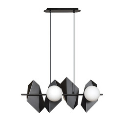 Emibig Assens zwarte brede pendellamp met 4 melkglas bollen E14