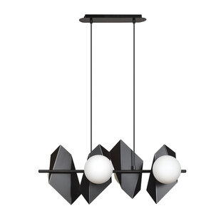Emibig Assens black wide pendant lamp with 4 frosted glass bulbs E14