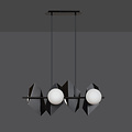 Assens black wide pendant lamp with 6 frosted glass bulbs E14