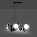 Assens black wide pendant lamp with 6 frosted glass bulbs E14