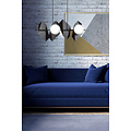 Assens black wide pendant lamp with 6 frosted glass bulbs E14