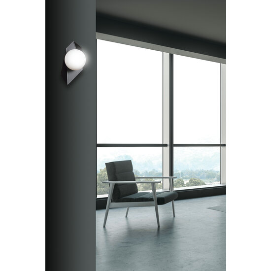 Emibig Emibig Assens wall lamp black with white glass bulb E14 - Perfect lighting for any space