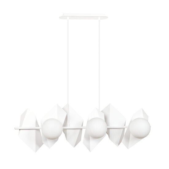 Assens witte hanglamp met melkglas witte bollen 6x E14