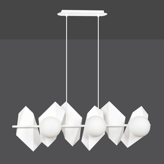 Assens white hanging lamp with frosted glass white bulbs 6x E14