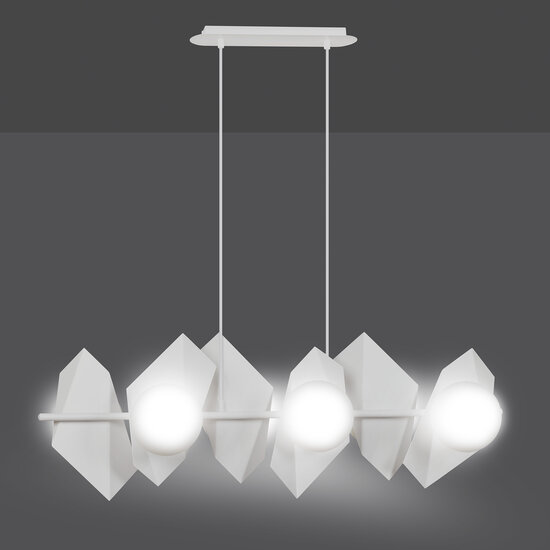 Assens witte hanglamp met melkglas witte bollen 6x E14