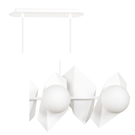 Assens witte hanglamp met melkglas witte bollen 6x E14