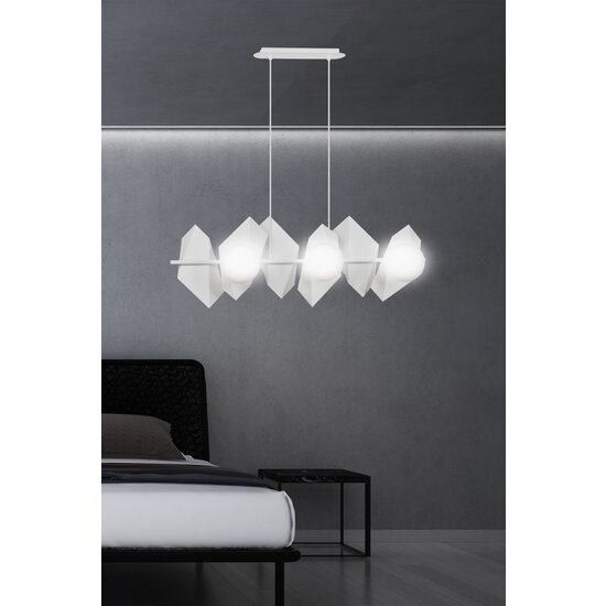 Assens white hanging lamp with frosted glass white bulbs 6x E14